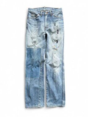 Vintage GWG Distressed Faded Patchwork Jeans Men's 28 Made in Canada